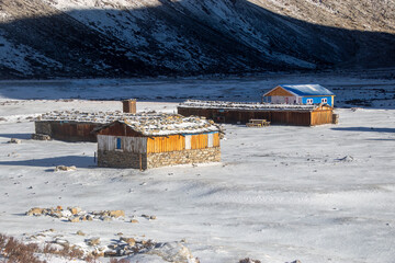 The small Sherpa tea house in Lonak. This image was captured during the Kanchenjunga base camp trek in Nepal.