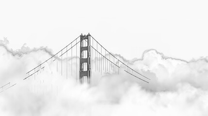 Golden Gate Bridge Emerging Through Clouds: Symbolic Gateway to Dreams and Aspirations