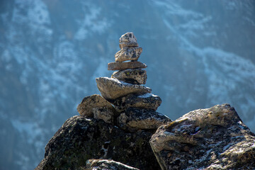 Prayer stones in the Himalayas. 