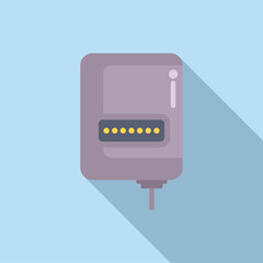 Modern, simple vector illustration of a wallmounted ethernet socket with shadow on a blue background