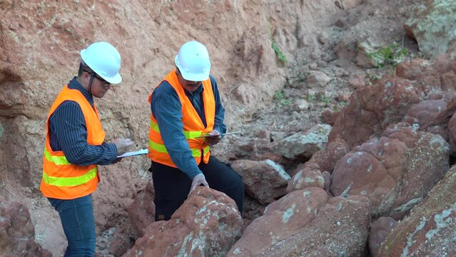 Geologists working in a mine,collecting rock samples for analysis,soil sampling for laboratory testing,exploring earth&rsquo;s resources,unveiling geological mysteries