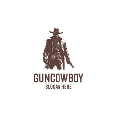 Gun cowboy logo vector illustration