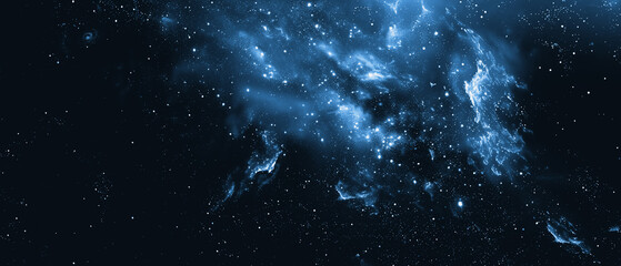 blue nebula space galaxy wide background with stars