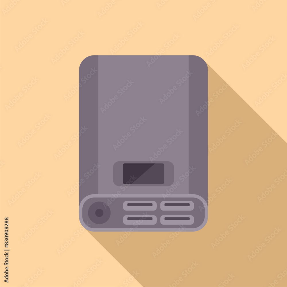 Poster flat design vector illustration of an external hard drive with shadow on a beige background
