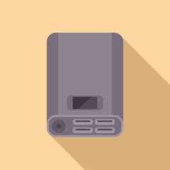 Flat design vector illustration of an external hard drive with shadow on a beige background