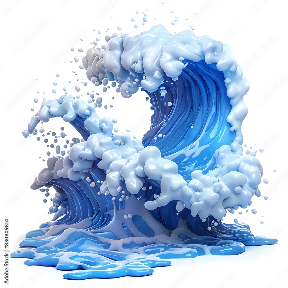 Poster Powerful Oceanic Wave Splash Motion in Surreal 3D Clay