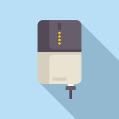 Vector icon of a modern domestic water heater with a shadow on a blue background