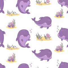 Seamless pattern with dolphins