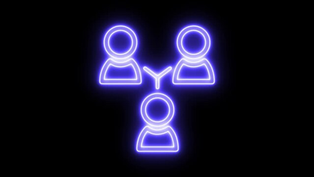 Glowing neon line BFF or best friends forever icon isolated on black background. 4K Video motion graphic animation.