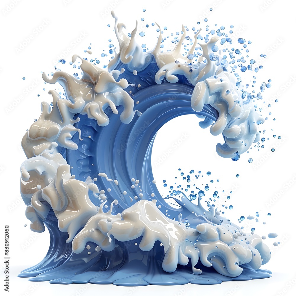 Poster Cartoon Style Ocean Waves in Dynamic Clay Splash Motion Design