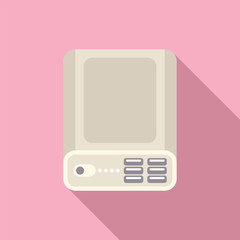 Illustration of an oldschool handheld electronic device icon with a simple design and shadow on a pink background