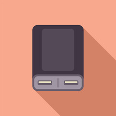 Modern flat design vector graphic of a portable game device on a peach background