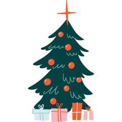 Doodle Christmas Tree with Gifts