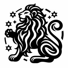 black and white of lion logo design, suits for tattoes and T-shirt