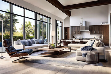 modern living room with fireplace