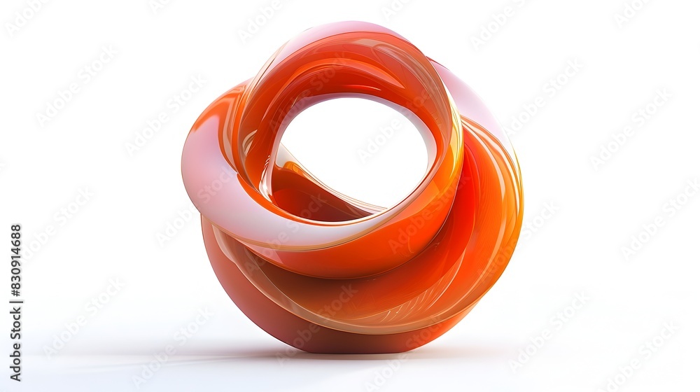 Aufkleber Vibrant Swirling 3D Abstract Sculpture in Dynamic Looping Form Isolated on White Background