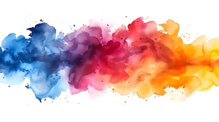 Vibrant Watercolor Splash Abstractions on Isolated White Background