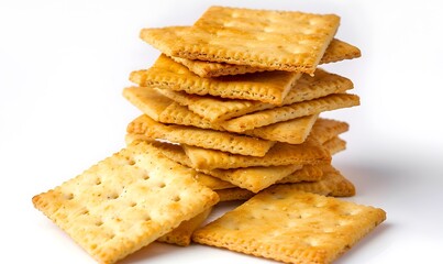 Fototapeta premium Close up the healthy whole wheat cracker on white background
