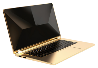 PNG Laptop gold computer white background portability.