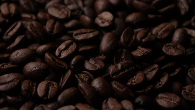 coffee beans background, closeup of a bean