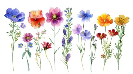 Obraz premium Assortment of Colorful Wildflowers in Vibrant Botanical Arrangement