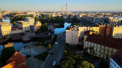Obraz premium city Europe beautiful top view aerial photography of Wroclaw Poland