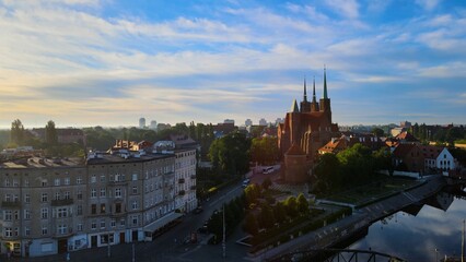 Naklejka premium city Europe beautiful top view aerial photography of Wroclaw Poland