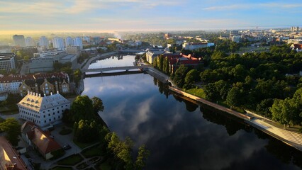 Fototapeta premium city Europe beautiful top view aerial photography of Wroclaw Poland