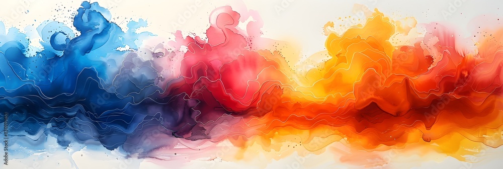 Aufkleber Colorful abstract fluid motion and vibrant digital paint splash creating a captivating and mesmerizing background