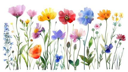 Fototapeta premium Colorful Blooming Flowers and Floral Arrangement in Vibrant Spring Garden Scene