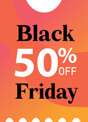 Black friday 50% coupon vector illustration