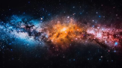 A colorful galaxy with a blue and orange line