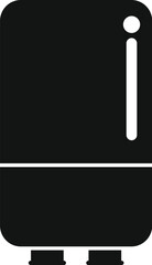 Modern minimalist black and white refrigerator icon symbolizing household appliance and kitchen essentials for food preservation and storage