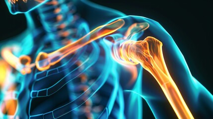 Dynamic visualization of shoulder anatomy with radiant energy fields. Generative ai.