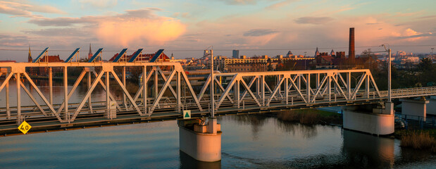 panorama of the industrial part of Szczecin.Poland