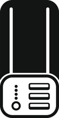 Black and white vector illustration of a modern wireless network router icon