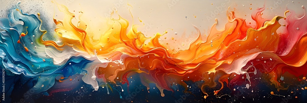 Poster eruption of cosmic fires explosive abstract celestial artwork depicting the fury of fiery energy and