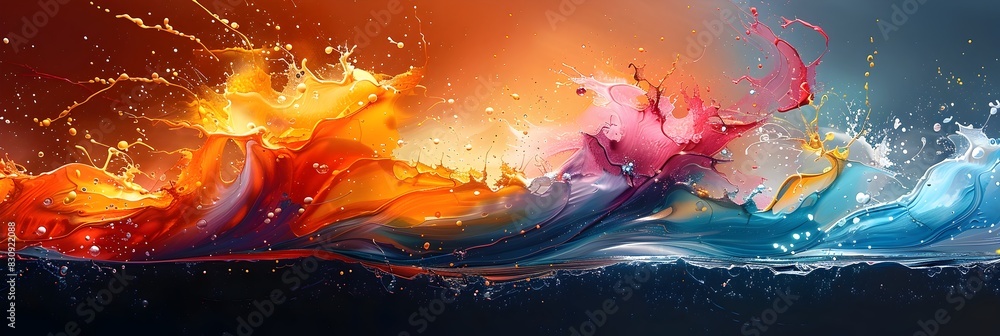 Aufkleber Fiery Explosion of Dynamic Color and Energy in Surreal Digital Abstract Art