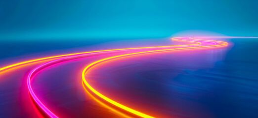 Abstract vibrant line curve.speed neon lighting luminous lines. colorful flowing design background.