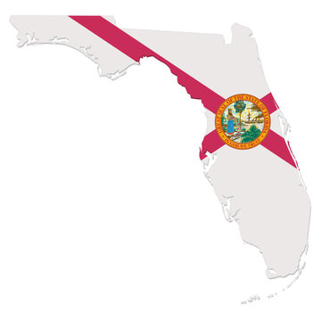 Florida map in state flag colors (cut out)