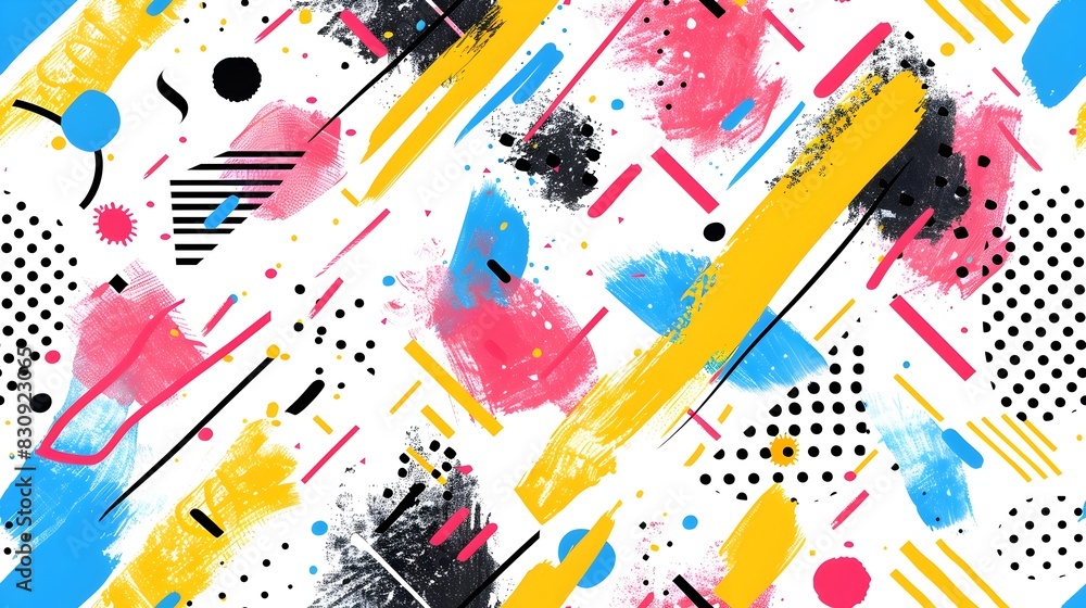 Aufkleber vibrant abstract brushstrokes and geometric patterns background