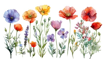 Vibrant and Colorful Floral Arrangement in a Meadow Landscape