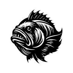 Obraz premium fish predator logo design. goliath logo design inspiration