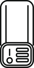 Clean line art of a vintage handheld transistor radio, perfect for icons or logos
