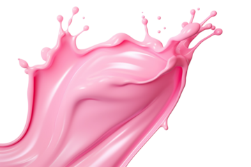 Pink cream or yogurt splash. Cutout on transparent	