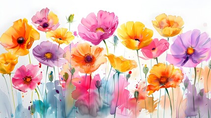 Vibrant Floral Arrangement of Blooming Flowers in Soft Pastel Colors Creating a Beautiful and Serene Nature Backdrop