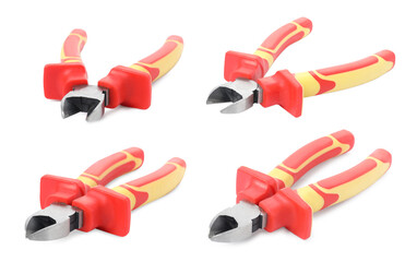 Pliers isolated on white, set. Construction tool
