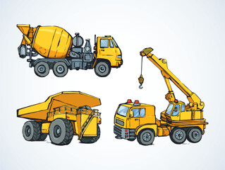 Machine with crane. Vector drawing