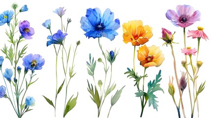 Fototapeta premium Vibrant Floral Bouquet of Colorful Wildflowers in Springtime Field