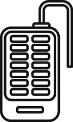 Simple line drawing of a handheld walkietalkie, suitable for icons and instructional material